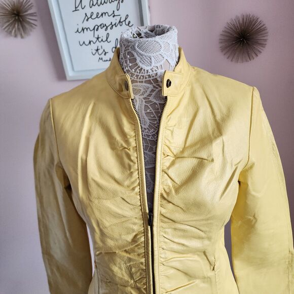 Flawless Yellow Leather Wilsons Maxima jacket coat M such a fun color - Picture 14 of 15